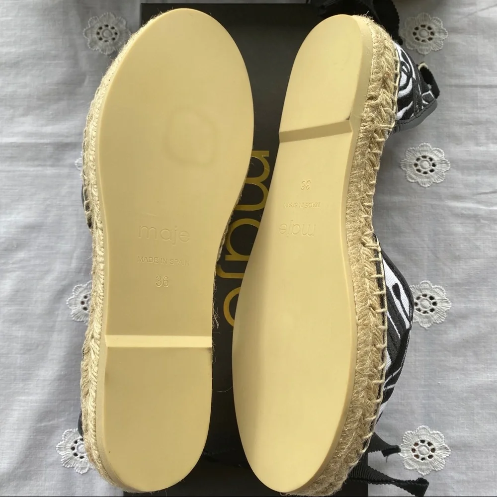 NIB Gorgeous Maje leather-trimmed Espadrilles